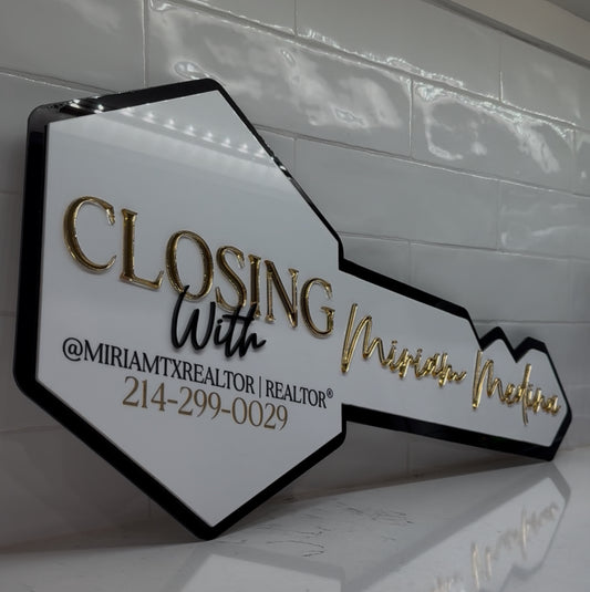 Personalized Double Sided Realtor Key Sign | Closing Sign | Realtor Photo Prop Sign | Realtor Closing Sign