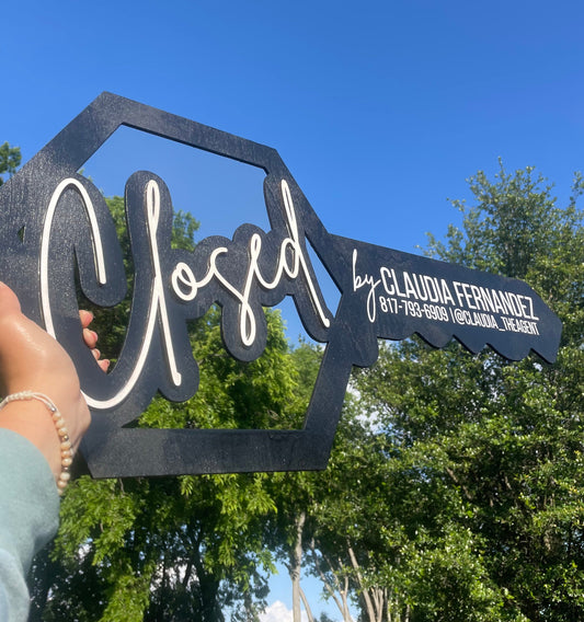 Personalized Closed Realtor Key Sign | Closing Sign | Realtor Photo Prop Sign | Realtor Closing Sign