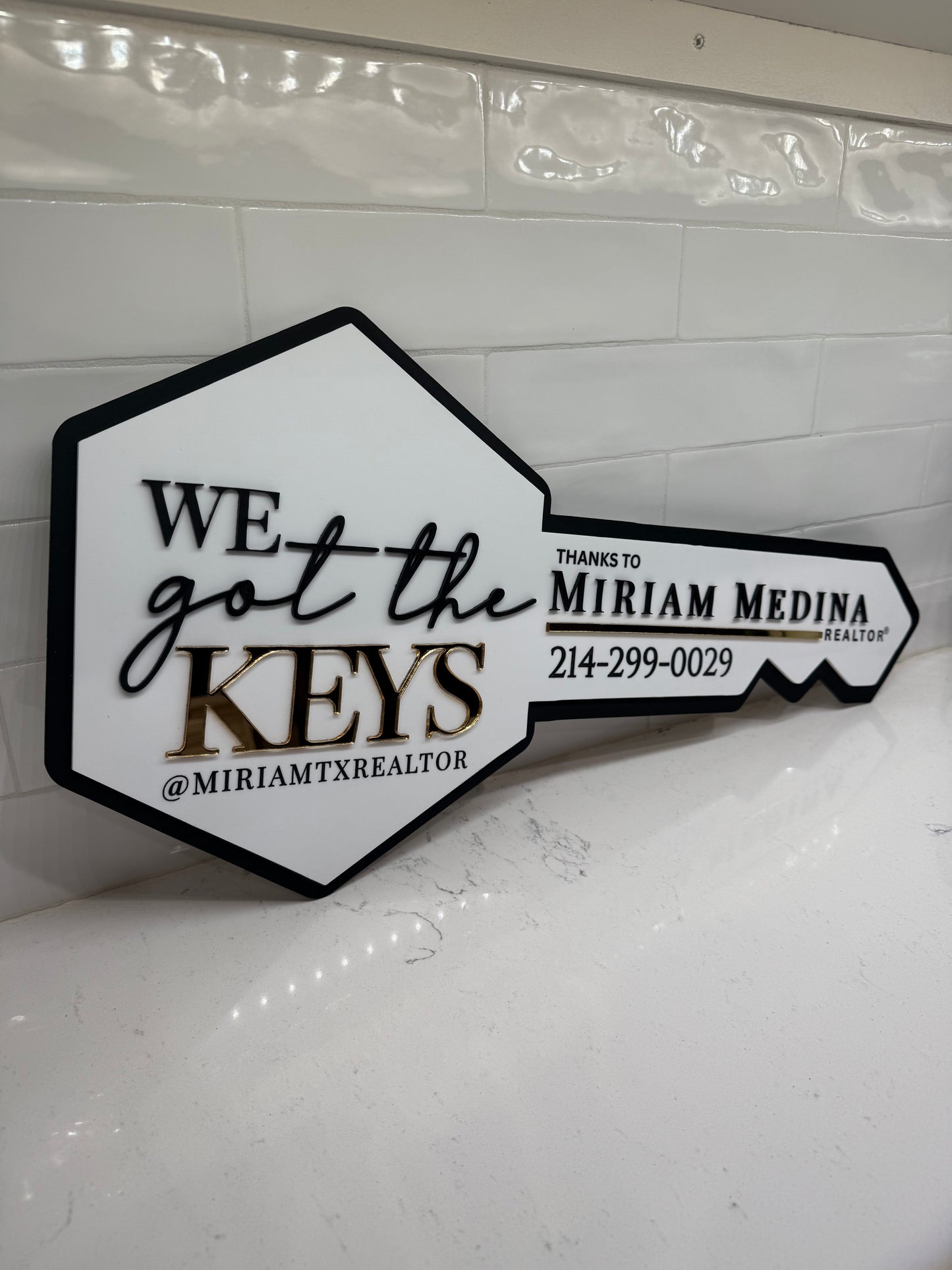Personalized Double Sided Realtor Key Sign | Closing Sign | Realtor Photo Prop Sign | Realtor Closing Sign