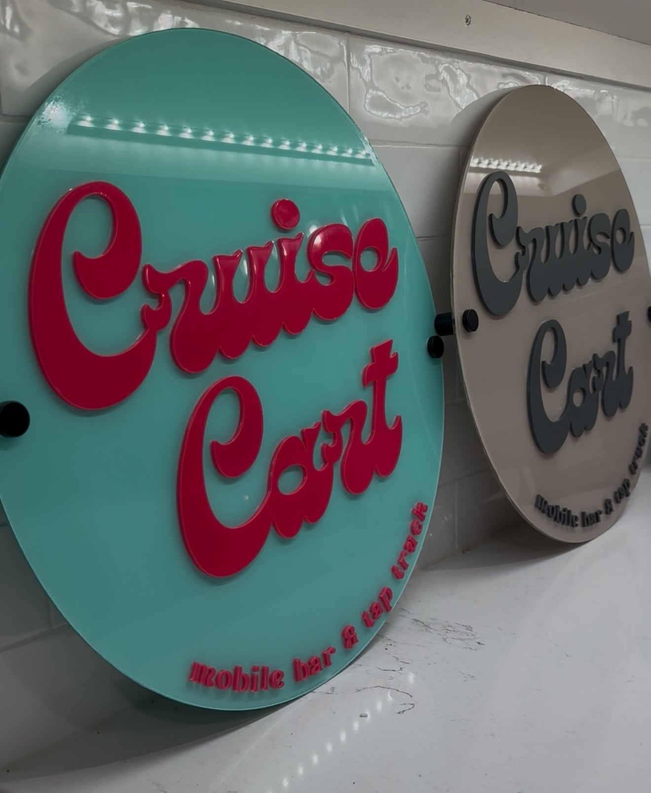 Custom Round Acrylic Logo Sign with Standoffs