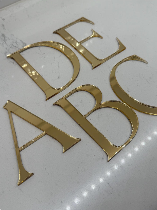 Acrylic Adhesive Letters, Personalized text, Custom Wording Sign, Gold Lettering, Gold Letters
